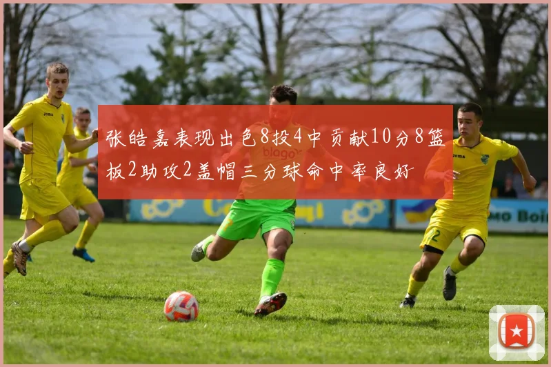 张皓嘉表现出色8投4中贡献10分8篮板2助攻2盖帽三分球命中率良好